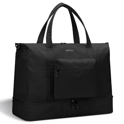 Women's Weekender bag Travel Duffel Bag with Shoe Compartment 21-inch Airline-Approved Carry-On, 2-Piece Overnight Bag Set Personal Item Luggage - color: SR-1-black