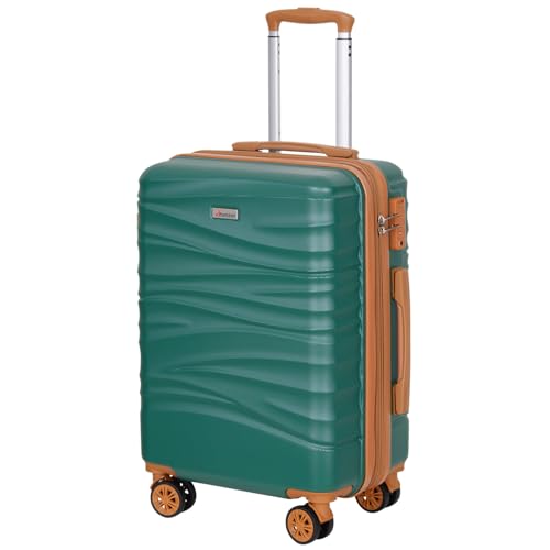 Romswi Expandable 22x14x9 Airline Approved 21" Carry On Luggage,Hardshell Suitcase with Double Spinner Wheels for 20% More Space, Lightweight Hardside Luggage, Scratch-Resistant & YKK Zipper, Green - color: Emerald Green