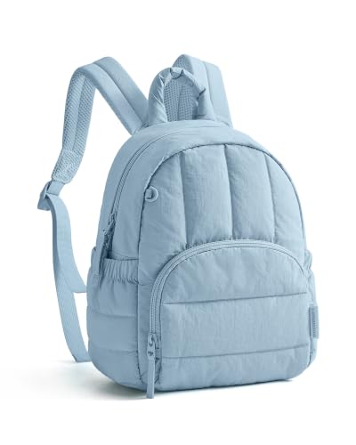 BAGSMART Mini Backpack for Women, Lightweight Puffer Backpack Purse, Quilted Casual Daypack, Water-Resistant Bookbag - color: Dawn Blue