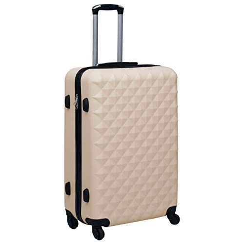 3 Piece Luggage Set Gold Hardside Trolley Suitcase with 360° Spinner Wheels Durable ABS Travel Bags with Security Lock for Business and Vacation S M L Sizes - color: Gold, size: 14.2" x 8.7" x 21.7"