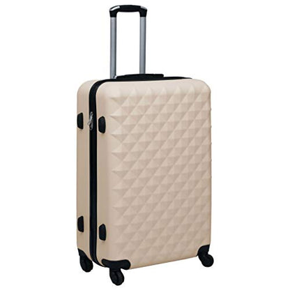 3 Piece Luggage Set Gold Hardside Trolley Suitcase with 360° Spinner Wheels Durable ABS Travel Bags with Security Lock for Business and Vacation S M L Sizes - color: Gold, size: 14.2" x 8.7" x 21.7"