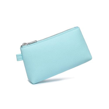 Small Makeup Bag for Purse, Leather Cosmetic (Clear Water Blue) - color: Clear Water Blue