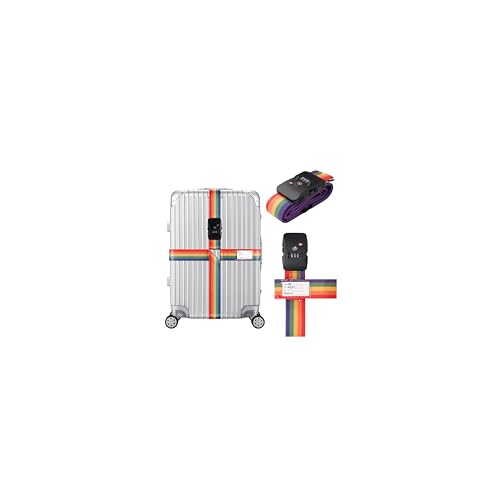 TSA Approved Luggage Straps with Combination Lock, Cross Rainbow - color: Cross Rainbow
