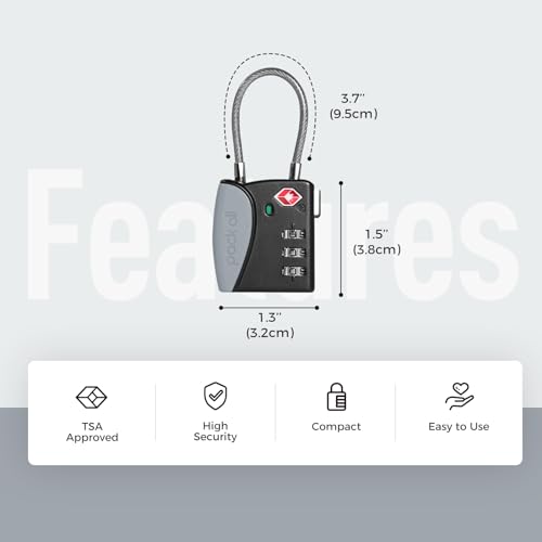 pack all TSA Approved Travel Luggage Locks, Resettable 3-Digit Code - color: Gray, size: 4 Pack
