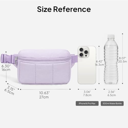 TOPEAST Waist Pack 3.5L Fanny Packs with Water Bottle Holder - color: Lavender