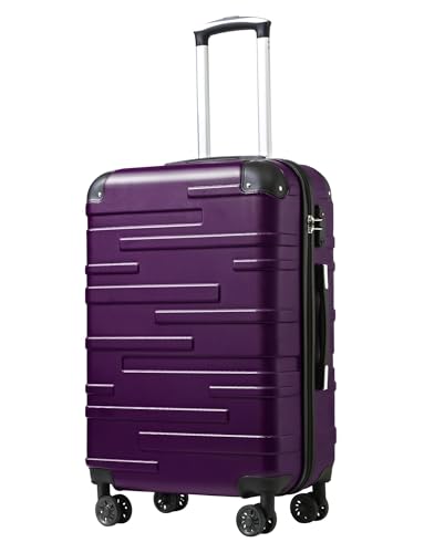 Coolife Hardside ABS Luggage, TSA Lock, Spinner Wheels, 20in Carry-On - color: purple, size: Small (20 In)