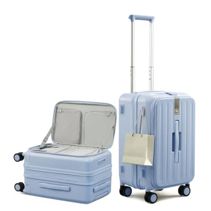 Hanke 20 Inch Top Opening Expandable PC Carry On Luggage with TSA Lock,50L - color: Mist Blue, size: 20 Inch