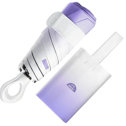 Gradient UV Umbrella UPF 50+, Mini Sun Parasol Foldable Compact Travel Size - color: 04.Purple