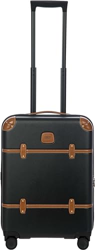 Bric's Bellagio 3.0 Spinner Trunk - Airline Approved Luxury Hardshell Carry On Luggage with Large Wheels,Telescopic Handle, Leather Detailing - Expandable Rolling Suitcase - 21", Black - color: Black, size: Carry-on