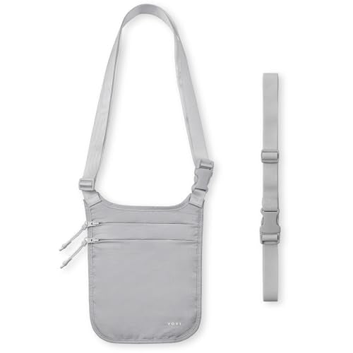 YOYI YOYI Anti-Theft Money Belt Dual-Strap Crossbody RFID Blocking Wallet - color: Grey