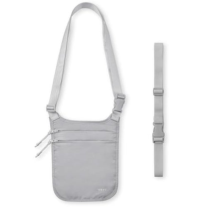 YOYI YOYI Anti-Theft Money Belt Dual-Strap Crossbody RFID Blocking Wallet - color: Grey