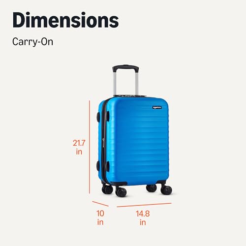 Amazon Basics 21" Hardside Carry-On Luggage with Expandable Space, Scratch-Resistant Surface, Telescoping Handle, Four Multi-directional Wheels, Light Blue - color: Light Blue, size: Carry-On