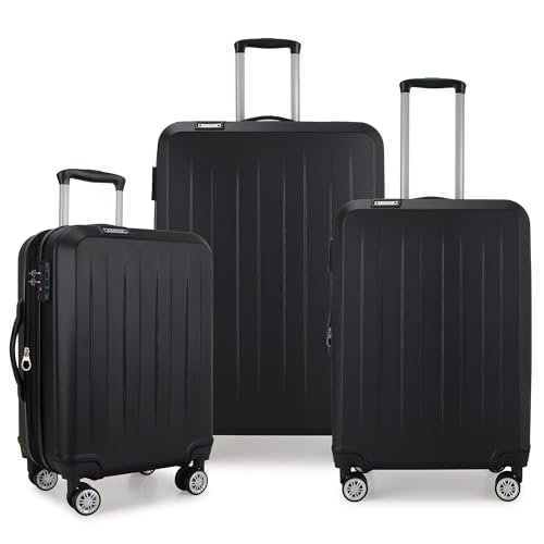 Elite Luggage Expandable Hardside Spinner Luggage,TSA Lock, Black, 3-Piece - color: Black, size: 3 Piece