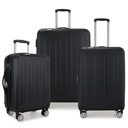 Elite Luggage Expandable Hardside Spinner Luggage,TSA Lock, Black, 3-Piece - color: Black, size: 3 Piece
