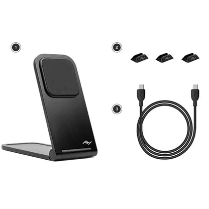 Peak Design Wireless Charging Stand, Black, Qi2 Charging, Grippy Silicone Base, Works with Peak Design Mobile Cases, MagSafe Compatible, for iPhone, Samsung and Google Pixel Phones
