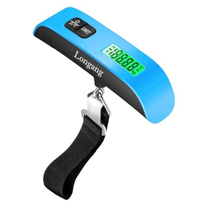 Digital Hanging Luggage Scale with Backlit for Travel, Portable Handheld Suitcase Weight Scale with Hook, 110 Pounds, Battery Included - color: Blue