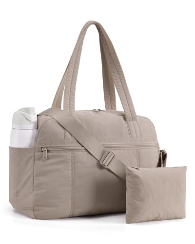 LIGHT FLIGHT Personal Item Travel Bag, Gym Bag for Women, Weekender Duffel - color: Camel