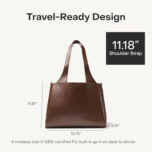 July Juliette Soft Work Tote Bag, Laptop Sleeve, 18L, Chocolate Brown - color: Chocolate Brown