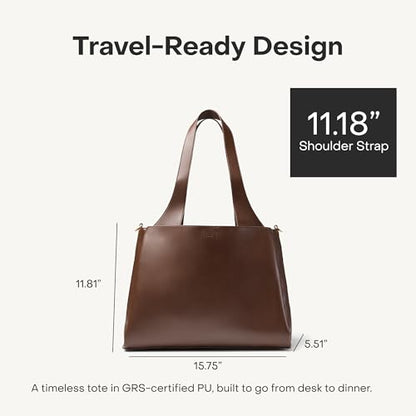 July Juliette Soft Work Tote Bag, Laptop Sleeve, 18L, Chocolate Brown - color: Chocolate Brown
