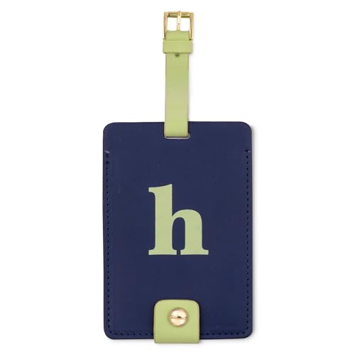 kate spade new york Leatherette Initial Luggage Tag, H | Colorful Bag Tag Suitcase Identifier with Buckle Closure and Privacy Flap with Snap Button for Travel and Airport - color: H, size: 4.375 inches x 3.125 inches