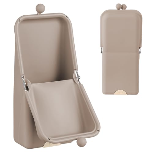 Kacctyen Makeup Brush Case Silicone Standing Makeup Brush Holder,Oatmeal | Silicone Make up Travel Bag with Suction Portable Cosmetic Organizer Phone Stand Pouch for Travel Home Back to School Use - color: Oatmeal