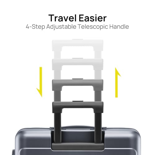 NINETYGO Medium Checked Luggage 26 Inch, Checking In Luggage with Smooth Spinner Wheels, Lightweight, Hard Shell PC Suitcase, Lightweight Travel Luggage, TSA Approved (Grey, Rhine Basic) - color: 02-Grey (Basic), size: Checked 26-Inch