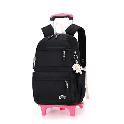 Kids Rolling Backpack with Wheels, Wheeled School Backpack for Girls Boys - color: A-black Two Wheels, size: Two Wheels