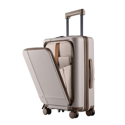 NINETYGO Carry On Luggage 22x14x9 Airline Approved, Coffee Journey Luggage - color: 03-Oats Flat White, size: Carry-On 20-Inch (Clamshell, 34L)