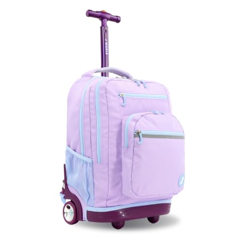 J World Sundance Laptop Rolling Backpack for Girls Boys. Roller Bookbag with Wheels, 20 Inch, Purple - color: Purple