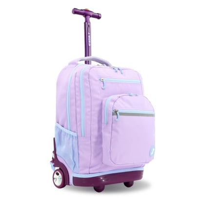 J World Sundance Laptop Rolling Backpack for Girls Boys. Roller Bookbag with Wheels, 20 Inch, Purple - color: Purple