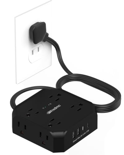 2 Prong Power Strip, WRXDMC 2 Prong to 3 Prong Outlet Adapter, Black, 1625W - size: 5FT Black