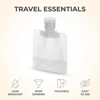 10Pcs 30ml Transparent Portable Fluid Packing Bags, New Travel Size Refillable Empty Squeeze Pouch, Premium Travel Pouches for Toiletry, Shampoo Shower Gel Squeezable Bags, Refillable Containers