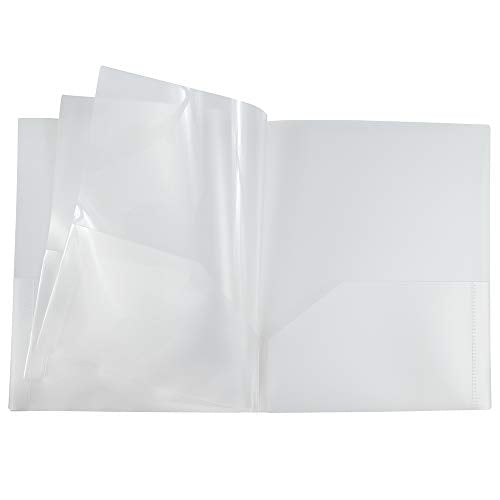 JAM PAPER Heavy Duty Plastic Multi Pocket Folders - 6 Pocket Organizer - Clear - 2/Pack - color: Clear, size: 6 Pocket (Pack of 2)