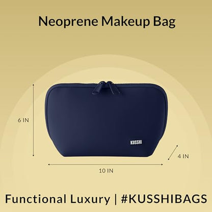 KUSSHI Neoprene Makeup Bag (Navy/Khaki) - color: Navy/Khaki