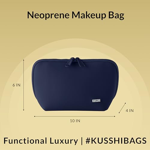 KUSSHI Neoprene Makeup Bag (Navy/Khaki) - color: Navy/Khaki