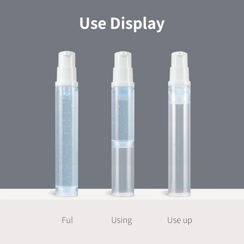 6 Pack 0.5 oz Plastic Mini Airless Pump Bottles Travel Size Refillable Leakproof Lotion Containers for Skincare Cosmetics Toiletries TSA Approved - size: 15ml