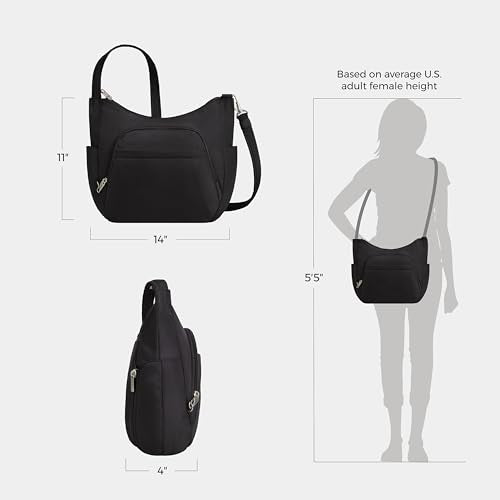 Travelon Anti-theft Classic Crossbody Bucket Bag - color: Black