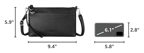 befen Genuine Leather Wristlet Clutch Wallet Purses with RFID Blocking | Small Crossbody Bags Shoulder Handbag for Women, Genuine Leather Wristlet Clutch Wallet Purses with RFID Blocking - color: Black
