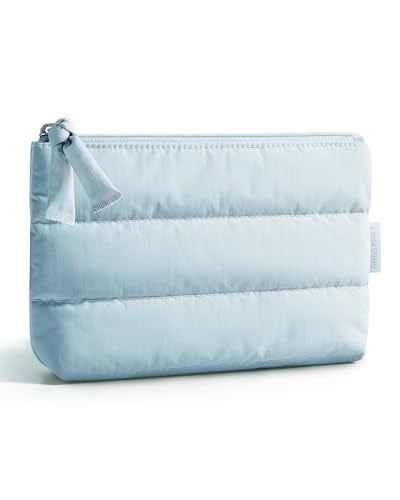 BAGSMART Small Makeup Bag, Machine Washable Puffy Cosmetic Pouch - color: 02-Baby Blue