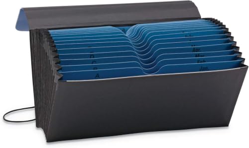 Smead Two-Way Handy Organizer File, 21 Pockets, Alphabetic (A-Z) and Monthly (Jan-Dec), Flap and Elastic Cord Closure, Blue/Black (70506), Letter (Pack of 12) - size: Letter (Pack of 12)