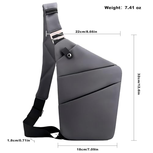 Anti Theft Travel Bag Sling Cross-body Bag Large Capacity - color: Dark Grey, style: Left Shoulder