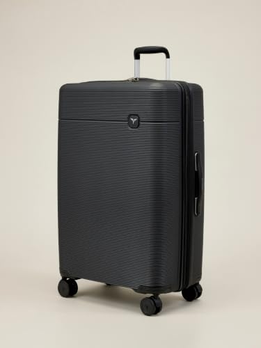 Aria 2 Piece Luggage Set (20" Carry-on / 28" Checked Luggage) Lightweight Hardside Suitcase with 360° Spinner Wheels, TSA Lock, Scratch-Resistant(Ebony Black) - color: Ebony Black