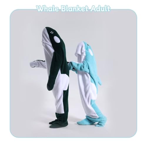 Whale Blanket Hoodies Whale Onesie Wearable Whale Blanket Soft Plush Whale Costume Pajamas Animals Sleeping Bag - color: Black, size: Small