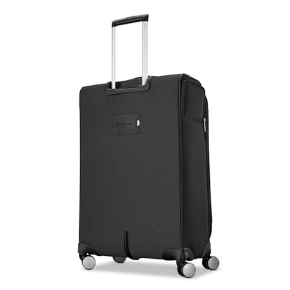 Samsonite Soft-Sided 25-Inch Lightweight Medium Checked Expandable Element Suitcase: Durable, 360° Spinner Wheels, Adjustable Telescopic Handle, 2 Front & 1 Side Pocket -Black - color: Black, size: 25-Inch Checked-Medium