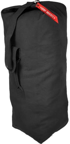 Top Load Heavyweight Cotton Canvas Tactical Military Duffle Bag Carryall Shoulder Storage Bulk Travel Bag, Black - 12" x 12" x 27" - color: Black, size: 21" x 36"