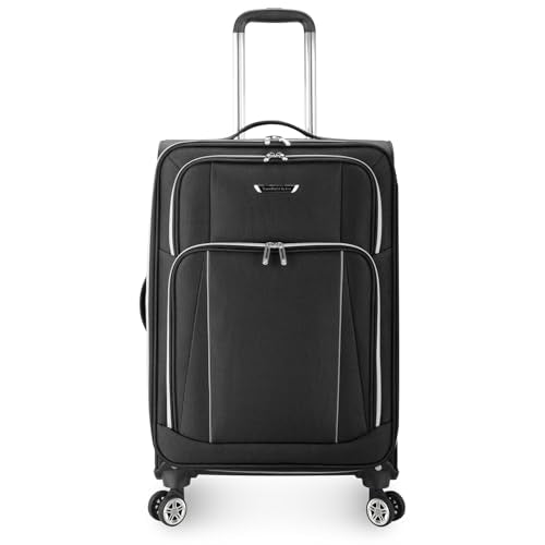 Traveler's Choice Lares 소프트 사이드 확장 가능한 수하물 스피너 휠 포함, 블랙., Lares 스피너 휠이 있는 소프트사이드 확장 가능한 수하물 - color: 블랙., size: Checked 26-Inch