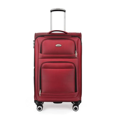 26" Checked Softside Luggage,Expandable 15% Suitcase - color: Red, size: Checked-Medium 26-Inch
