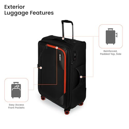 28'' Luggage with Spinner Wheels,Checked Softside Luggage - color: Black, size: Checked-Large 28-Inch