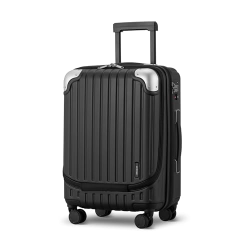 LEVEL8 Carry on Luggage 22x14x9 Airline Approved, 20" Suitcases with Wheels - color: Black, size: 20 Inch