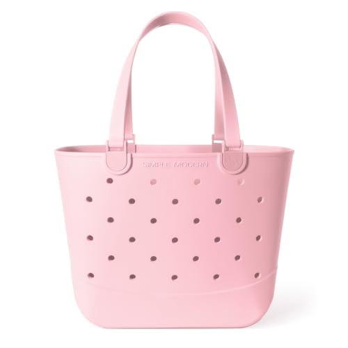 Simple Modern Waterproof Rubber Beach Bag | Extra Large | Pink | Getaway Tote Bag with Zipper Pocket, Beach Tote & Pool Bag for Travel, Boat, Groceries | Beach Essentials | Blush - color: Blush, style: Extra Large